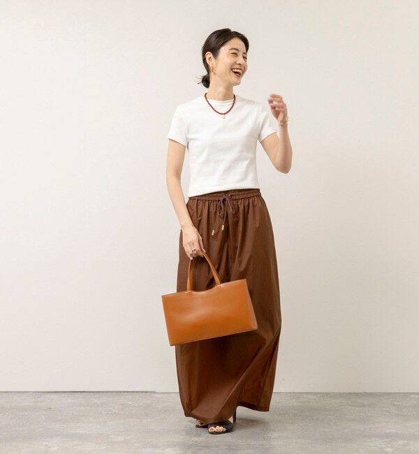 MAQWEL「【MAQWEL/マクウェル】ウォッシャブルCOTTON RIB 半袖Tシャツ」|Tシャツ・カットソー|