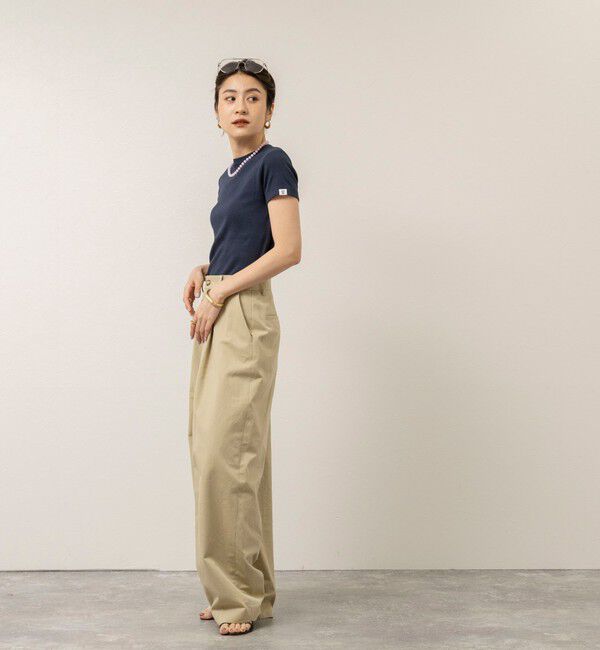 MAQWEL「【MAQWEL/マクウェル】ウォッシャブルCOTTON RIB 半袖Tシャツ」|Tシャツ・カットソー|