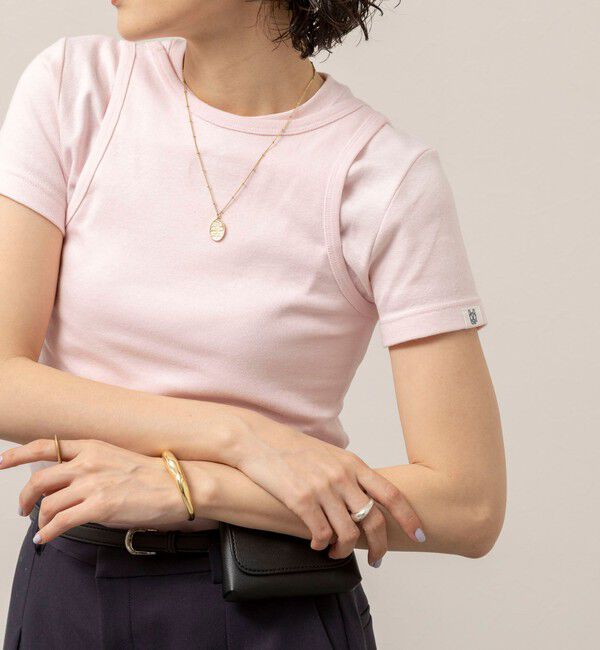 MAQWEL「【MAQWEL/マクウェル】ウォッシャブルCOTTON RIB 半袖Tシャツ」|Tシャツ・カットソー|