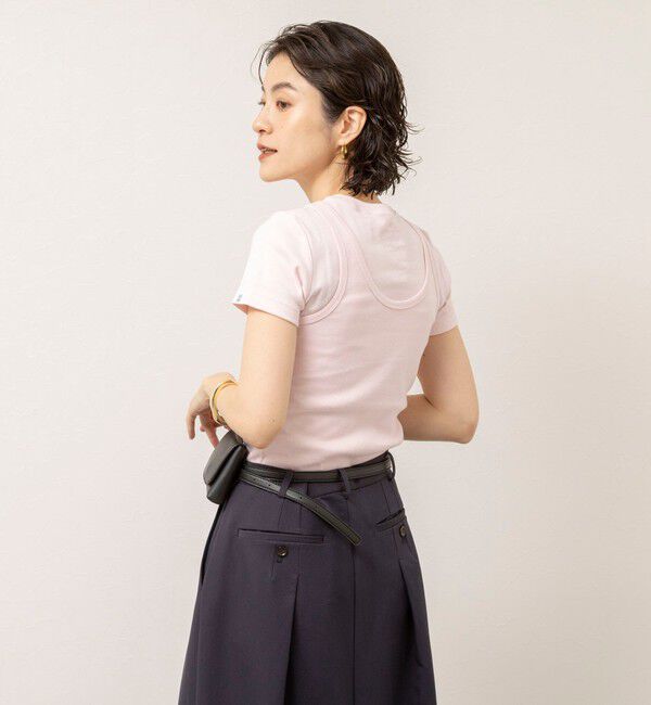 MAQWEL「【MAQWEL/マクウェル】ウォッシャブルCOTTON RIB 半袖Tシャツ」|Tシャツ・カットソー|