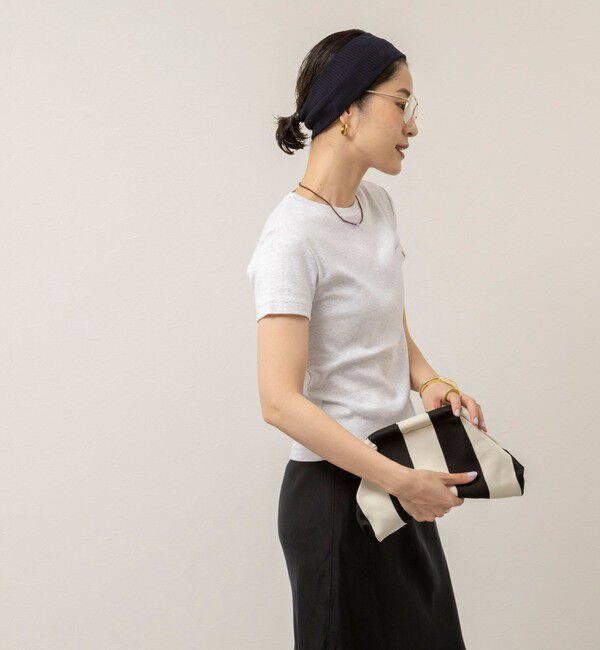 MAQWEL「【MAQWEL/マクウェル】ウォッシャブルCOTTON RIB 半袖Tシャツ」|Tシャツ・カットソー|