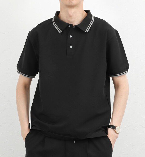 NOLLEY'S goodman「【TAION/タイオン】NON DOWN BASIC JERSEY HARF SLEEVE POLO 26SS」|ポロシャツ|ブラック