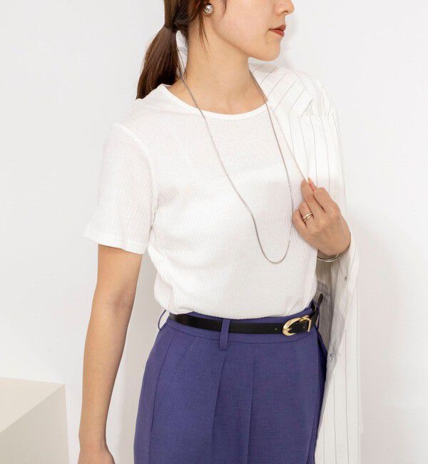 NOLLEY'S「ウォッシャブルバックデザインリブＴシャツ」|Tシャツ・カットソー|ホワイト