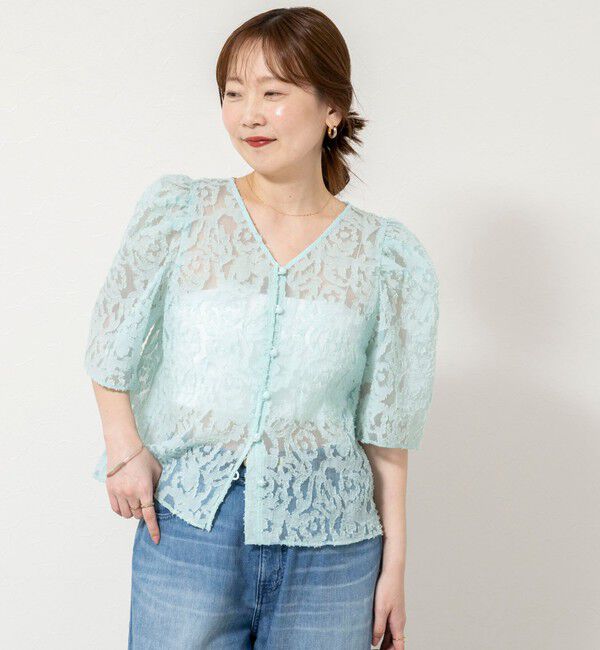 NOLLEY'S sophi「ウォッシャブルワッシャーオーガンジーカットジャガードブラウス」|シャツ・ブラウス|