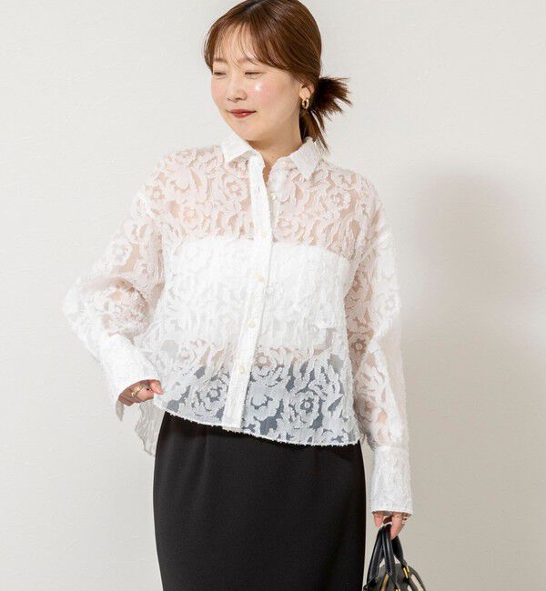 NOLLEY'S sophi「ウォッシャブルワッシャーオーガンジーカットジャガードショートシャツ」|シャツ・ブラウス|