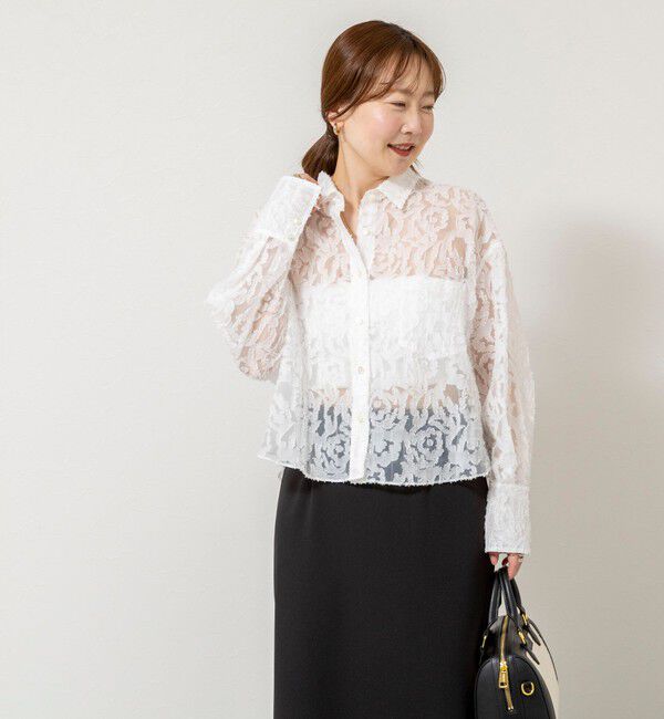 NOLLEY'S sophi「ウォッシャブルワッシャーオーガンジーカットジャガードショートシャツ」|シャツ・ブラウス|