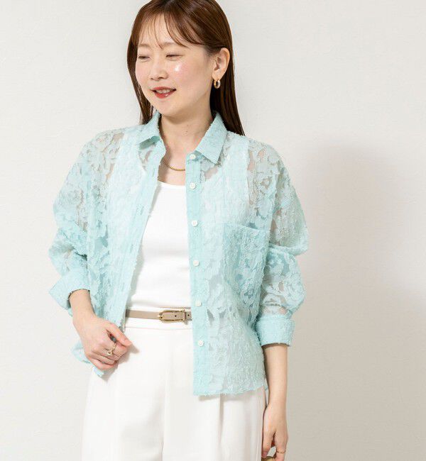 NOLLEY'S sophi「ウォッシャブルワッシャーオーガンジーカットジャガードショートシャツ」|シャツ・ブラウス|