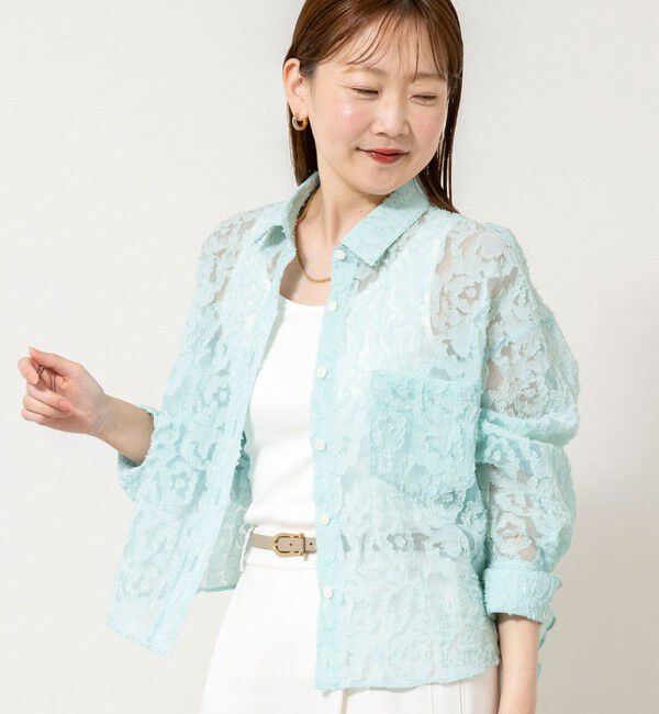 NOLLEY'S sophi「ウォッシャブルワッシャーオーガンジーカットジャガードショートシャツ」|シャツ・ブラウス|