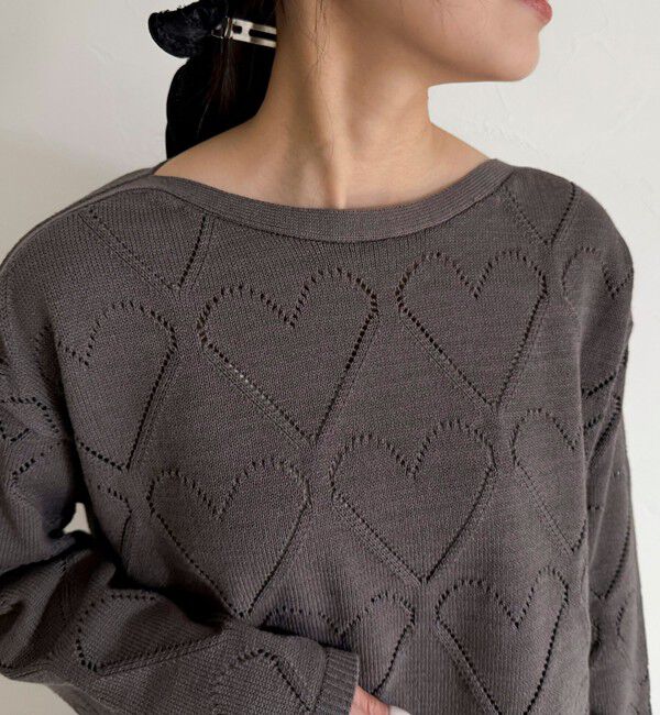 fredy emue「LINEN混ハート透かし柄ニット」|ニット・セーター|