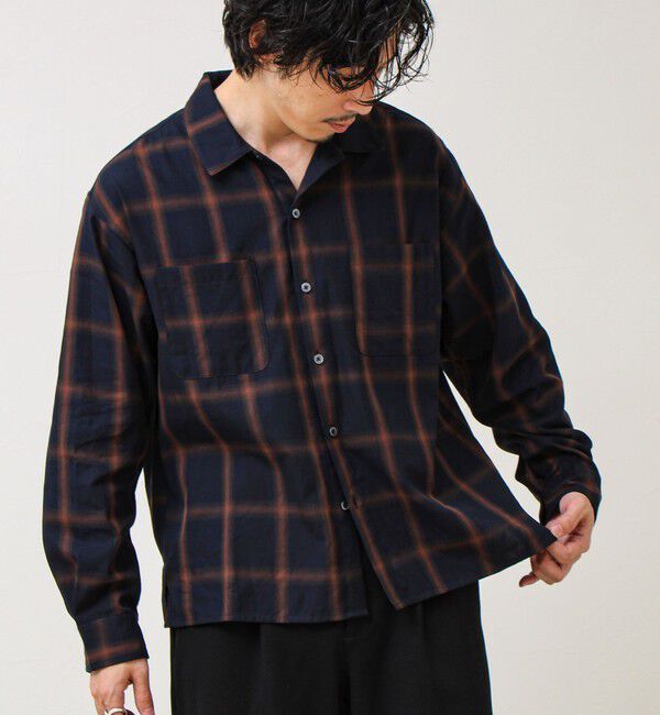 GLOSTER「【奥行きのある色合い】オンブレチェック ロングスリーブシャツ」|シャツ・ブラウス|