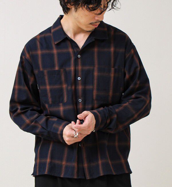 GLOSTER「【奥行きのある色合い】オンブレチェック ロングスリーブシャツ」|シャツ・ブラウス|