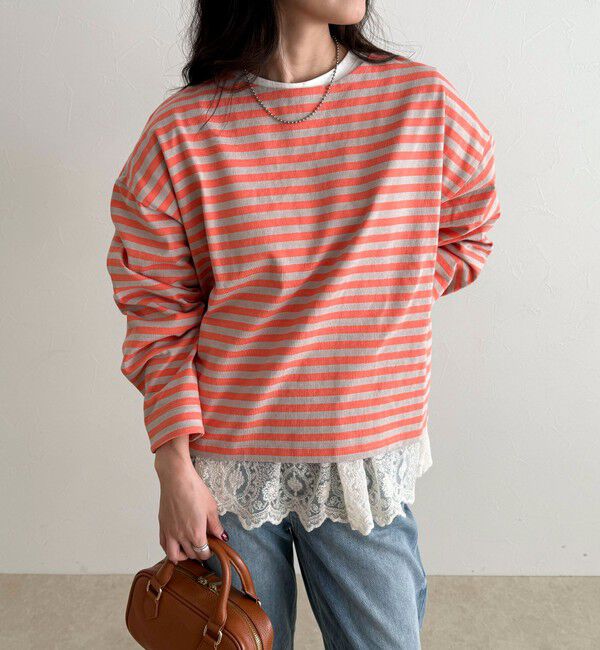 fredy emue「ボーダーハートパッチプルオーバー」|Tシャツ・カットソー|