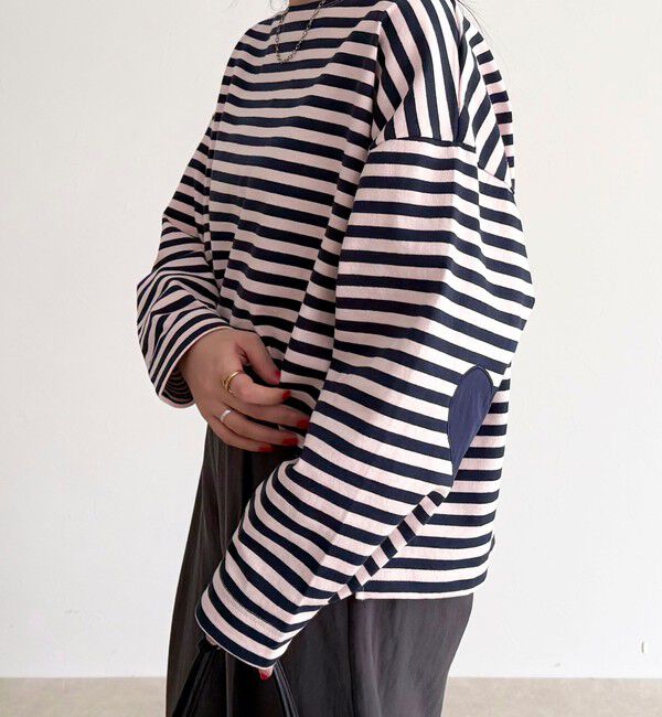 fredy emue「ボーダーハートパッチプルオーバー」|Tシャツ・カットソー|