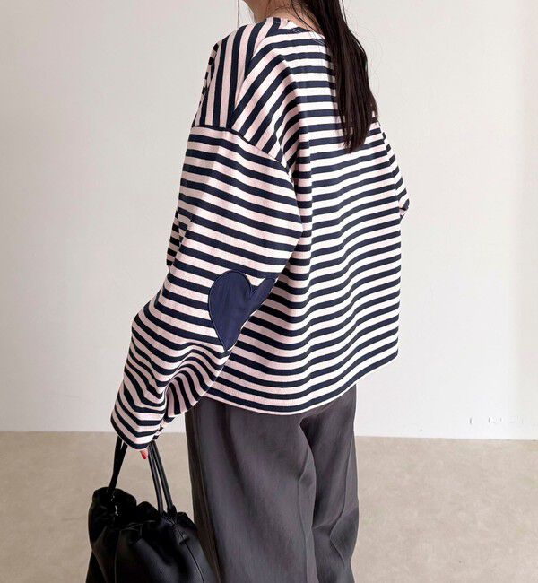 fredy emue「ボーダーハートパッチプルオーバー」|Tシャツ・カットソー|