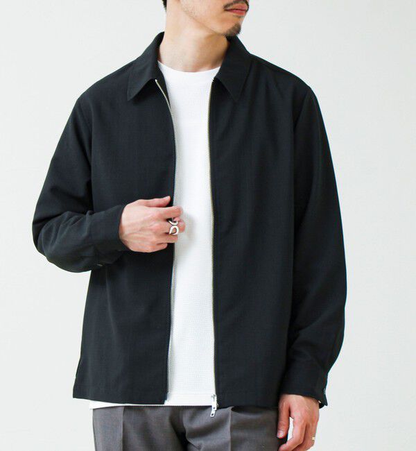 GLOSTER「【きれい見え快適素材】ドライポリ Classy Zipシャツ」|シャツ・ブラウス|ブラック