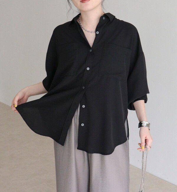 fredy emue「とろみカシュクールシャツ」|シャツ・ブラウス|ブラック