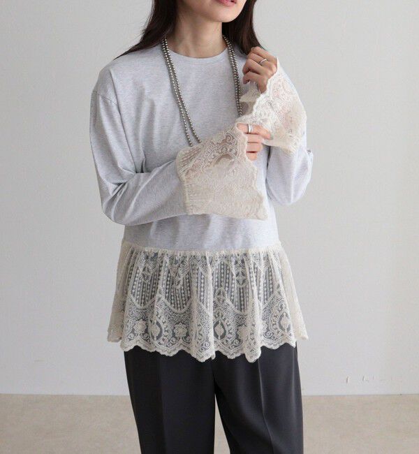 fredy emue「【4回目の追加販売！】レースドッキングロンTシャツ」|Tシャツ・カットソー|