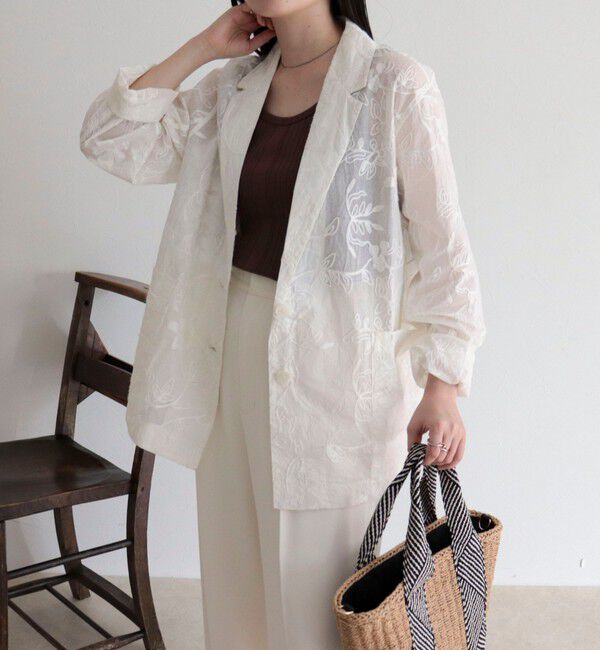 fredy emue「【MADE IN INDIA】シアー刺繍ジャケット」|テーラードジャケット|