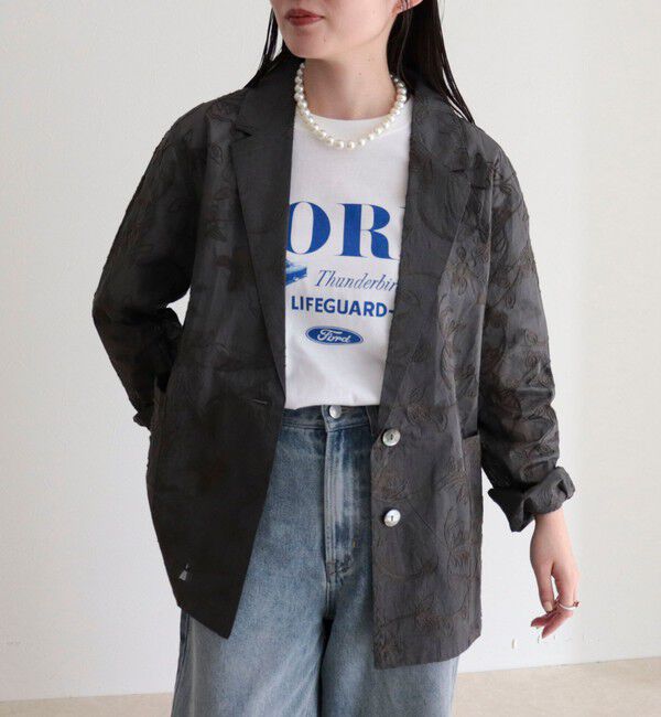 fredy emue「【MADE IN INDIA】シアー刺繍ジャケット」|テーラードジャケット|チャコールグレー