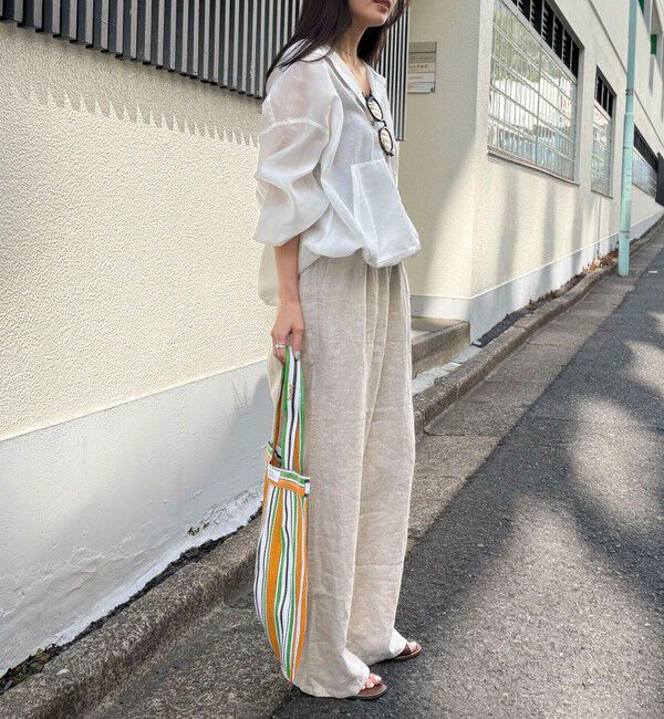 fredy emue「LINEN セミワイドリラクシーパンツ」|チノ|