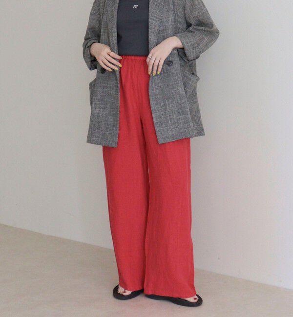 fredy emue「LINEN セミワイドリラクシーパンツ」|チノ|