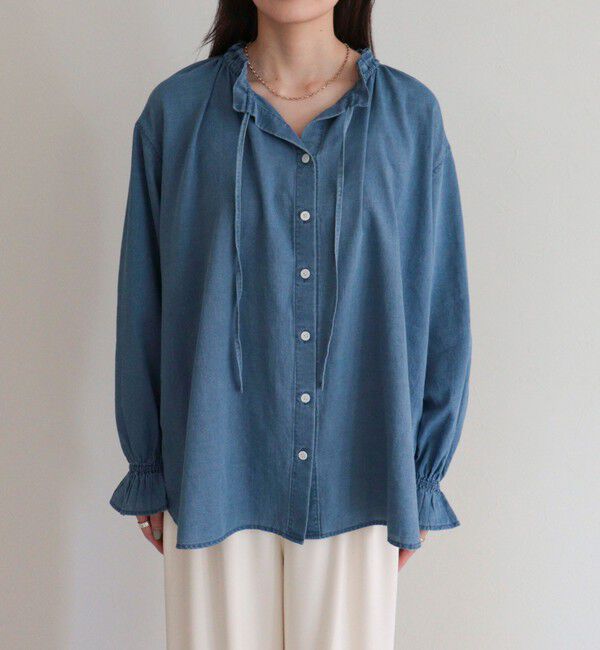 fredy emue「シアーデニムフリルカラーブラウス」|シャツ・ブラウス|
