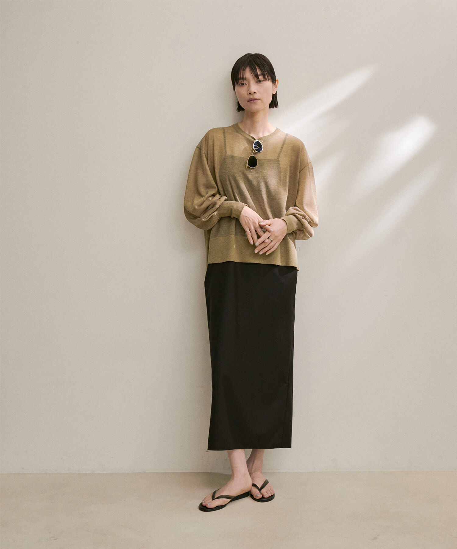 SALON adam et rope'「シアーボリュームスリーブプルオーバー【洗える】」|Tシャツ・カットソー|