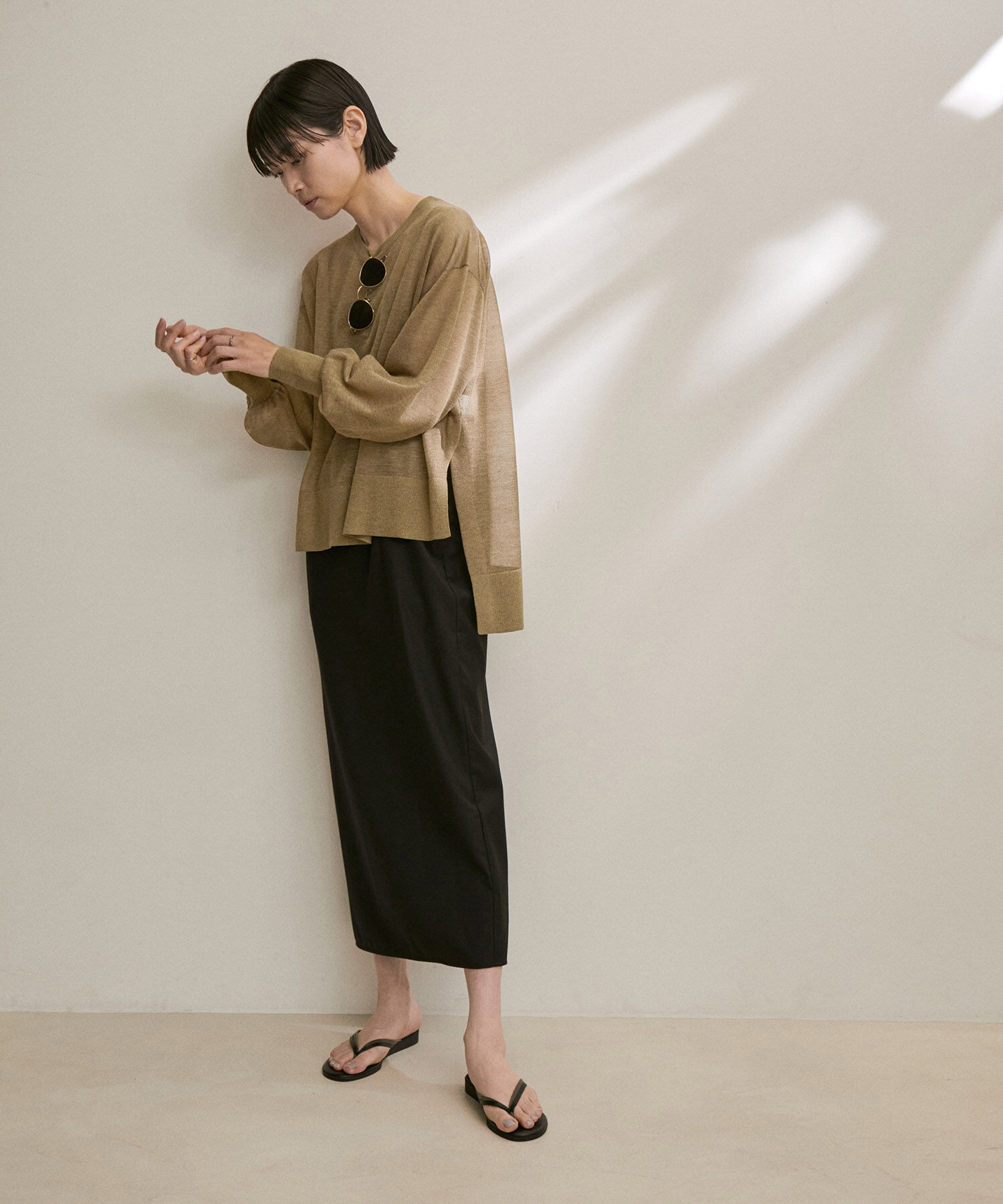 SALON adam et rope'「シアーボリュームスリーブプルオーバー【洗える】」|Tシャツ・カットソー|