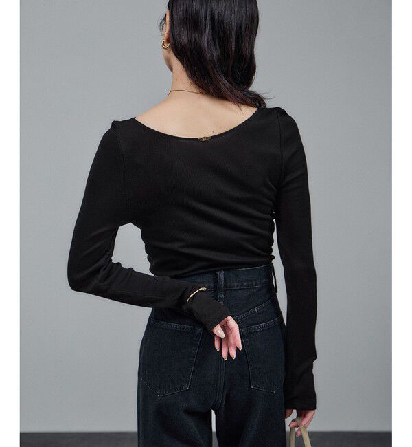 SALON adam et rope'「Hug Silkラウンドネックプルオーバー 2 / 新色追加」|Tシャツ・カットソー|ブラック(01)