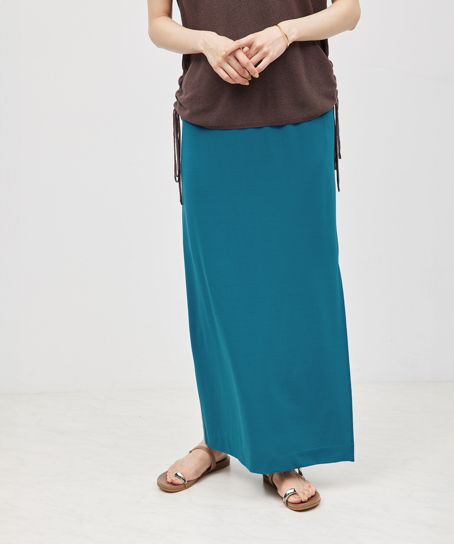 ROPE「トリアセジャージーペンシルスカート」|スカート|ブルー系(45)