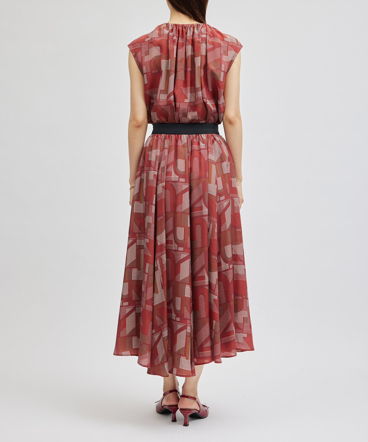 ROPE「プリントギャザーフレアスカート/セットアップ対応」|スカート|