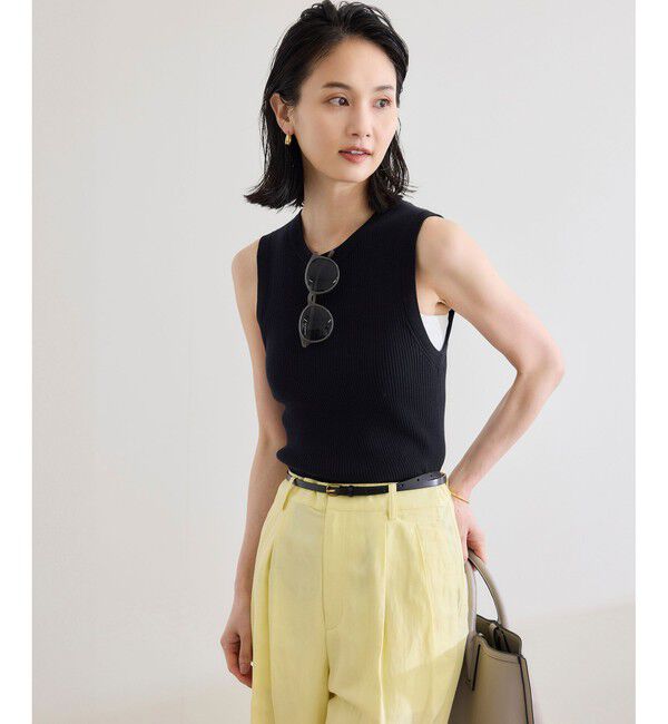 ROPE「【洗える】オーガニックコットンリブスリーブレスニット」|ニット・セーター|