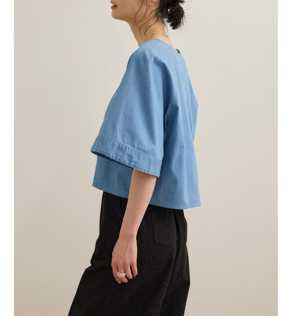 ROPE「カーディ半袖ブラウス/洗える」|シャツ・ブラウス|