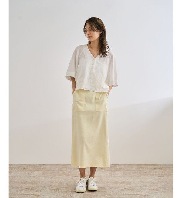 ROPE「カーディ半袖ブラウス/洗える」|シャツ・ブラウス|