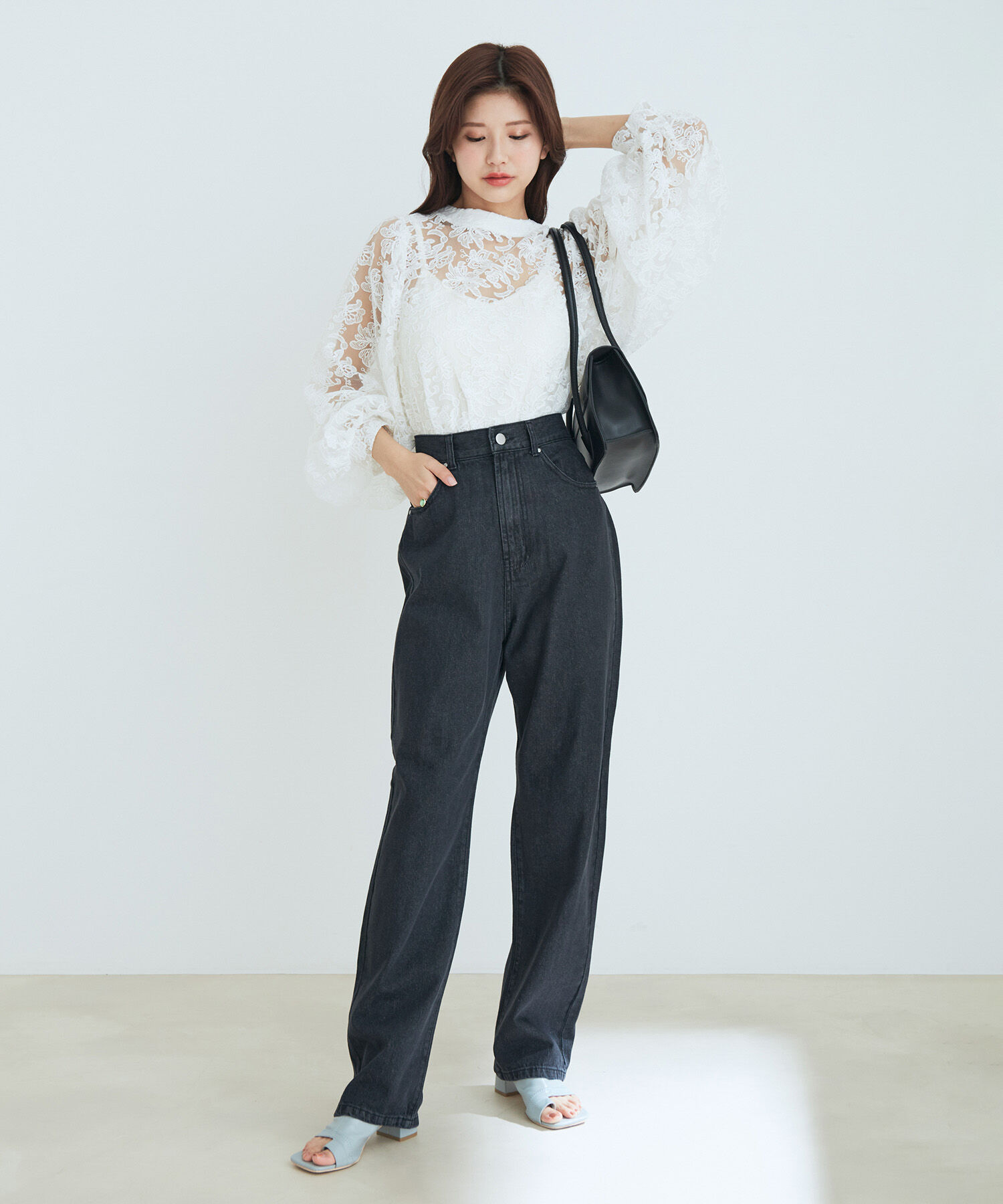 VIS「ツイル＆デニムストレートパンツ」|デニム|