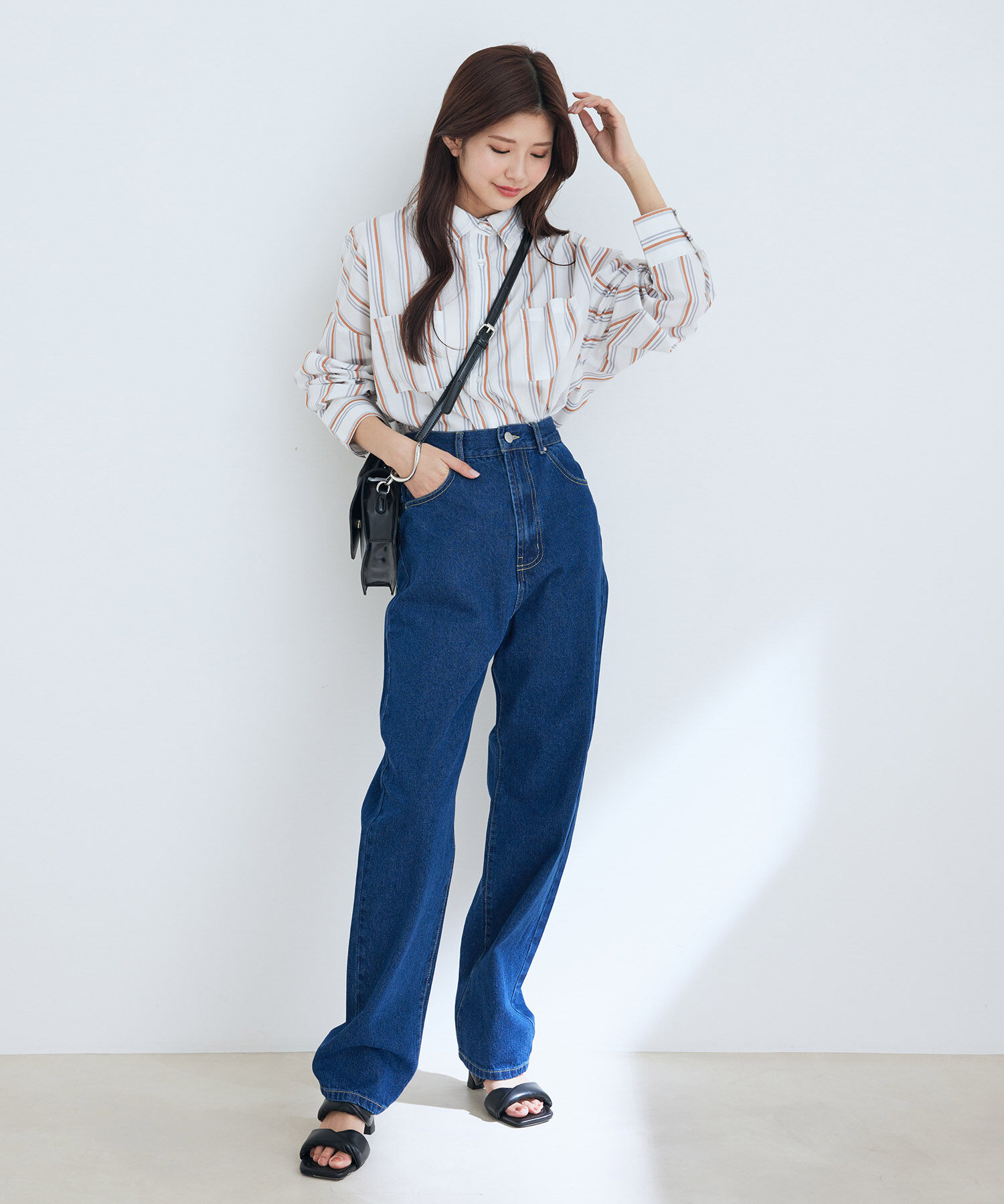 VIS「ツイル＆デニムストレートパンツ」|デニム|