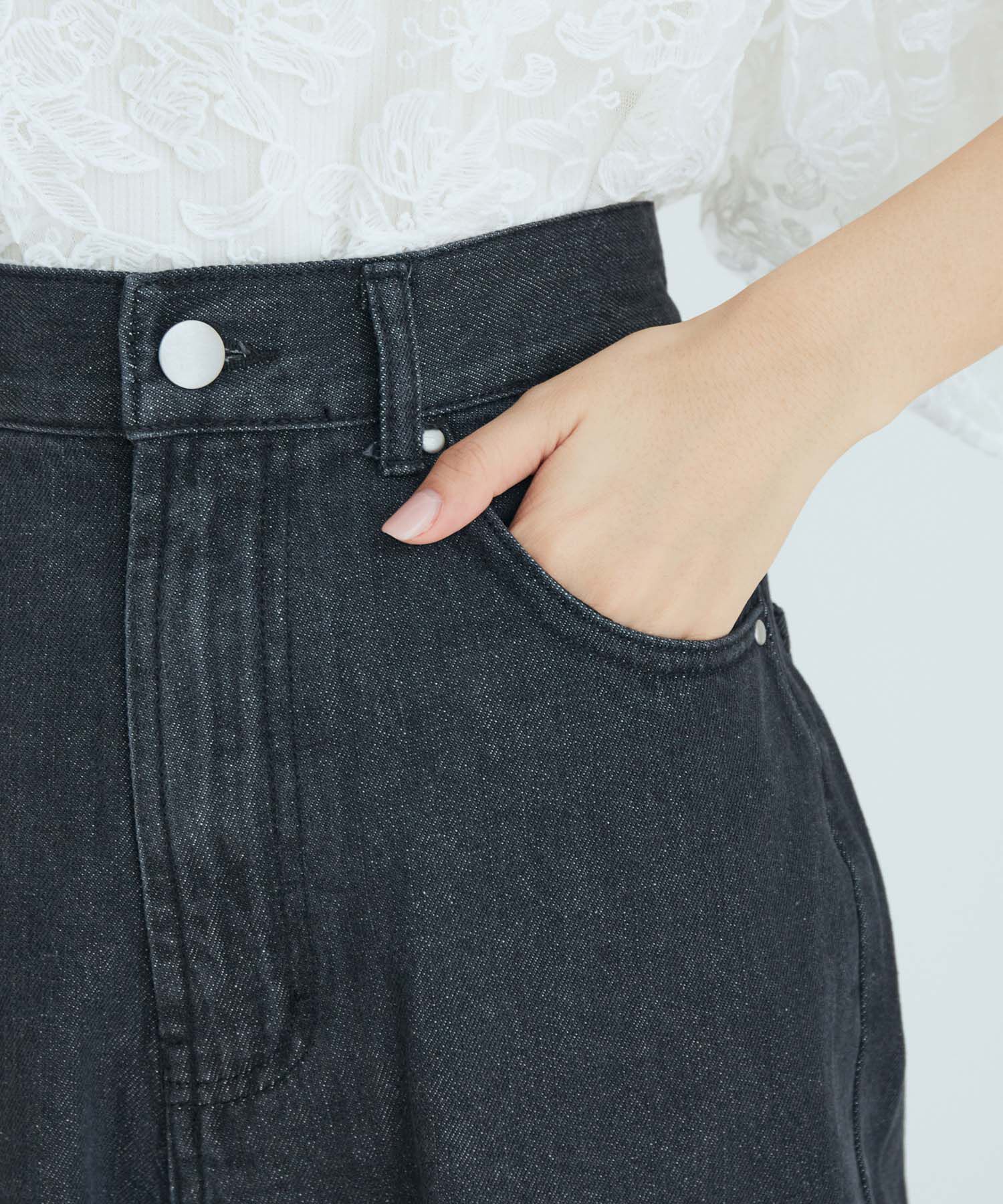 VIS「ツイル＆デニムストレートパンツ」|デニム|