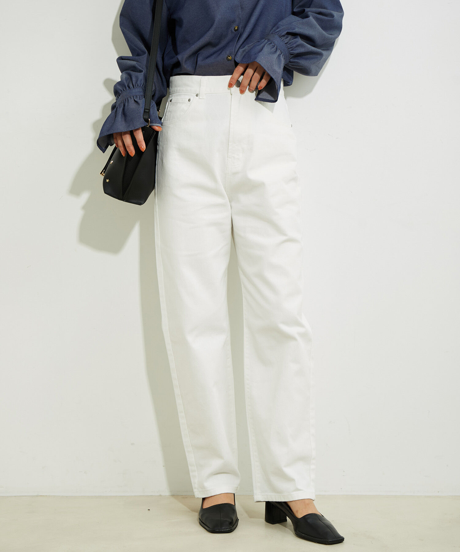 VIS「ツイル＆デニムストレートパンツ」|デニム|ホワイト(10)