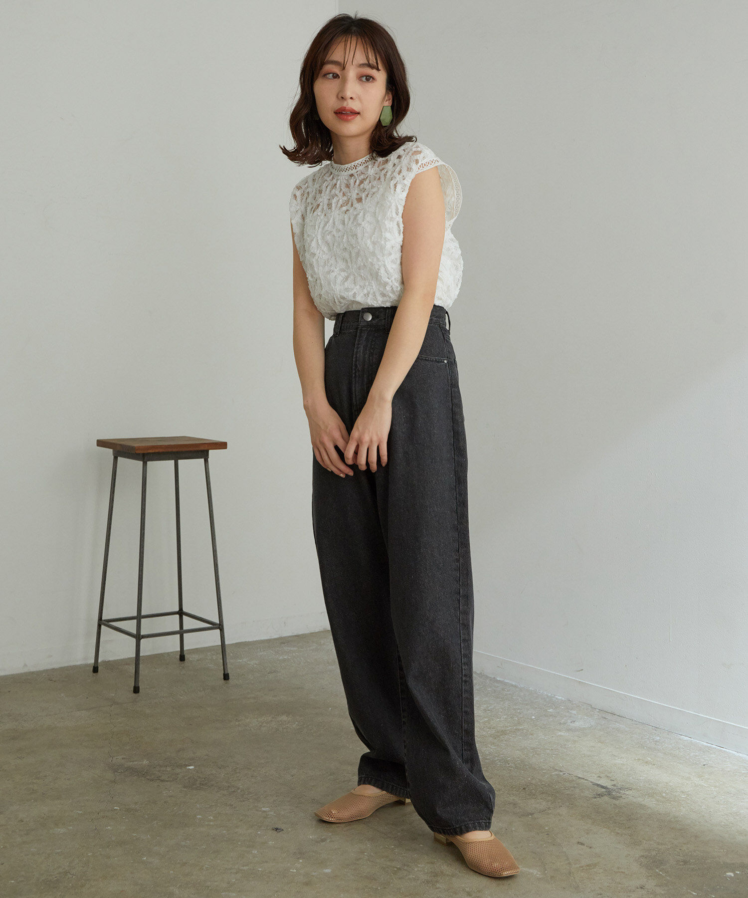 VIS「ツイル＆デニムストレートパンツ」|デニム|