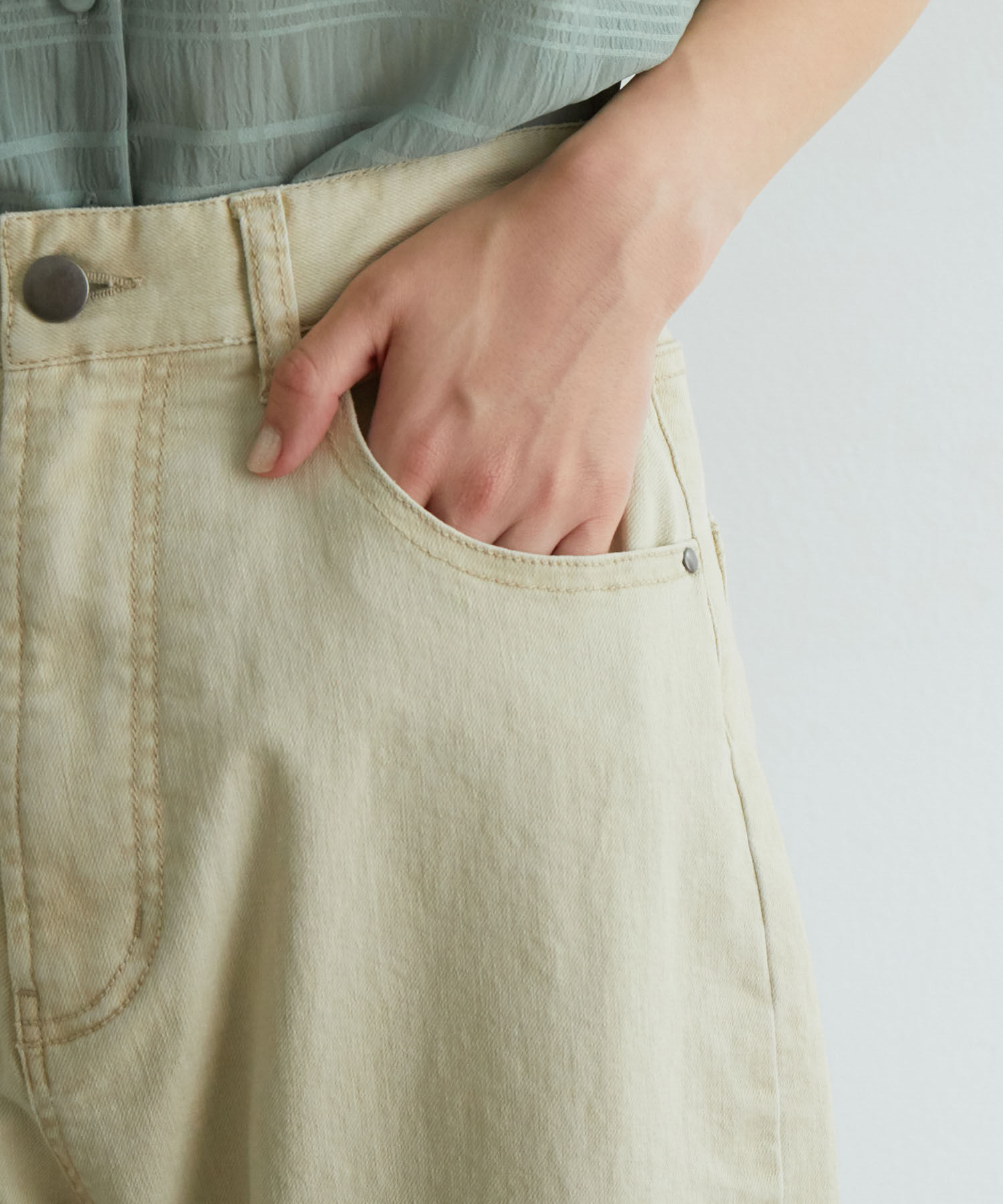 VIS「ツイル＆デニムストレートパンツ」|デニム|