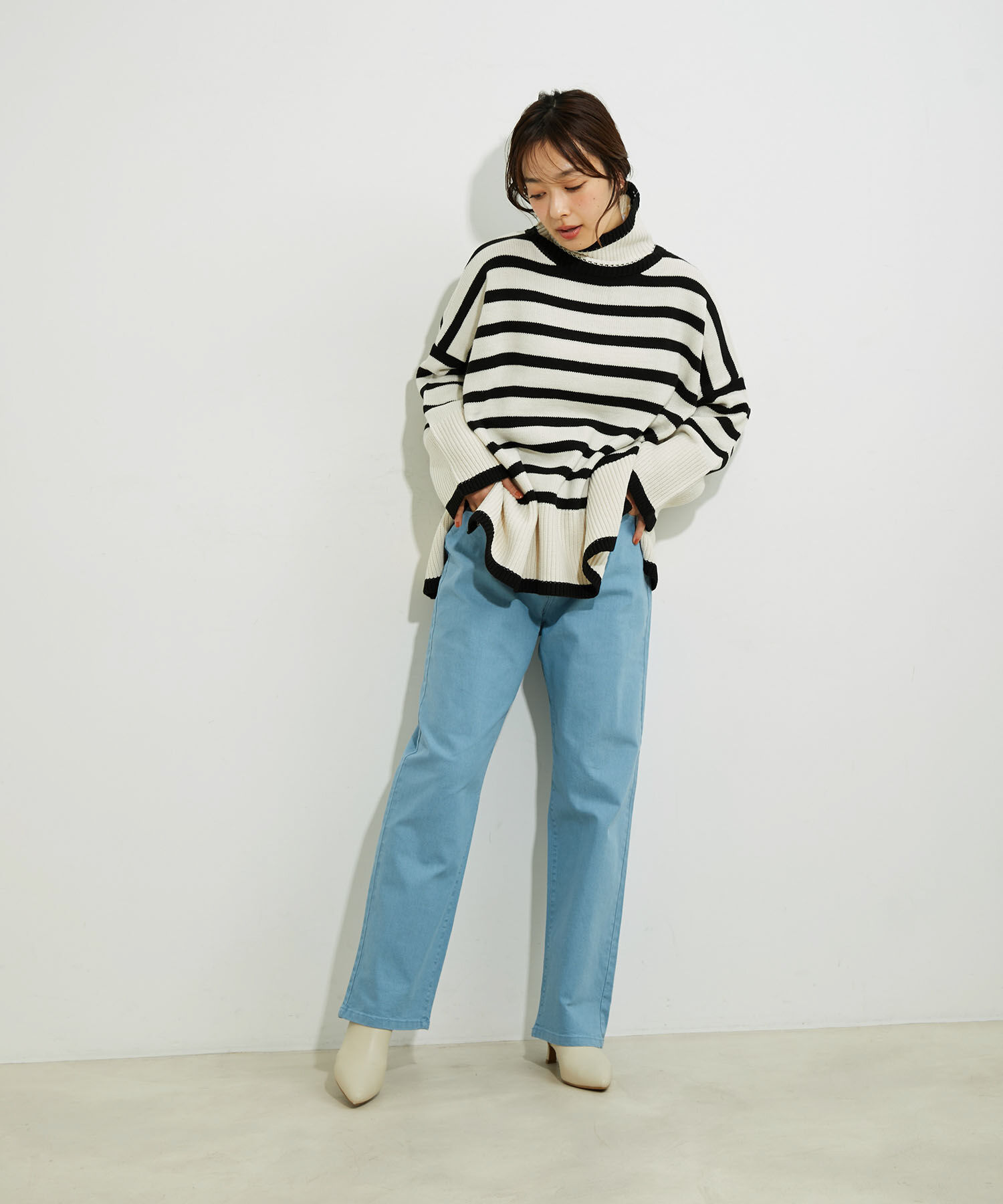 VIS「ツイル＆デニムストレートパンツ」|デニム|