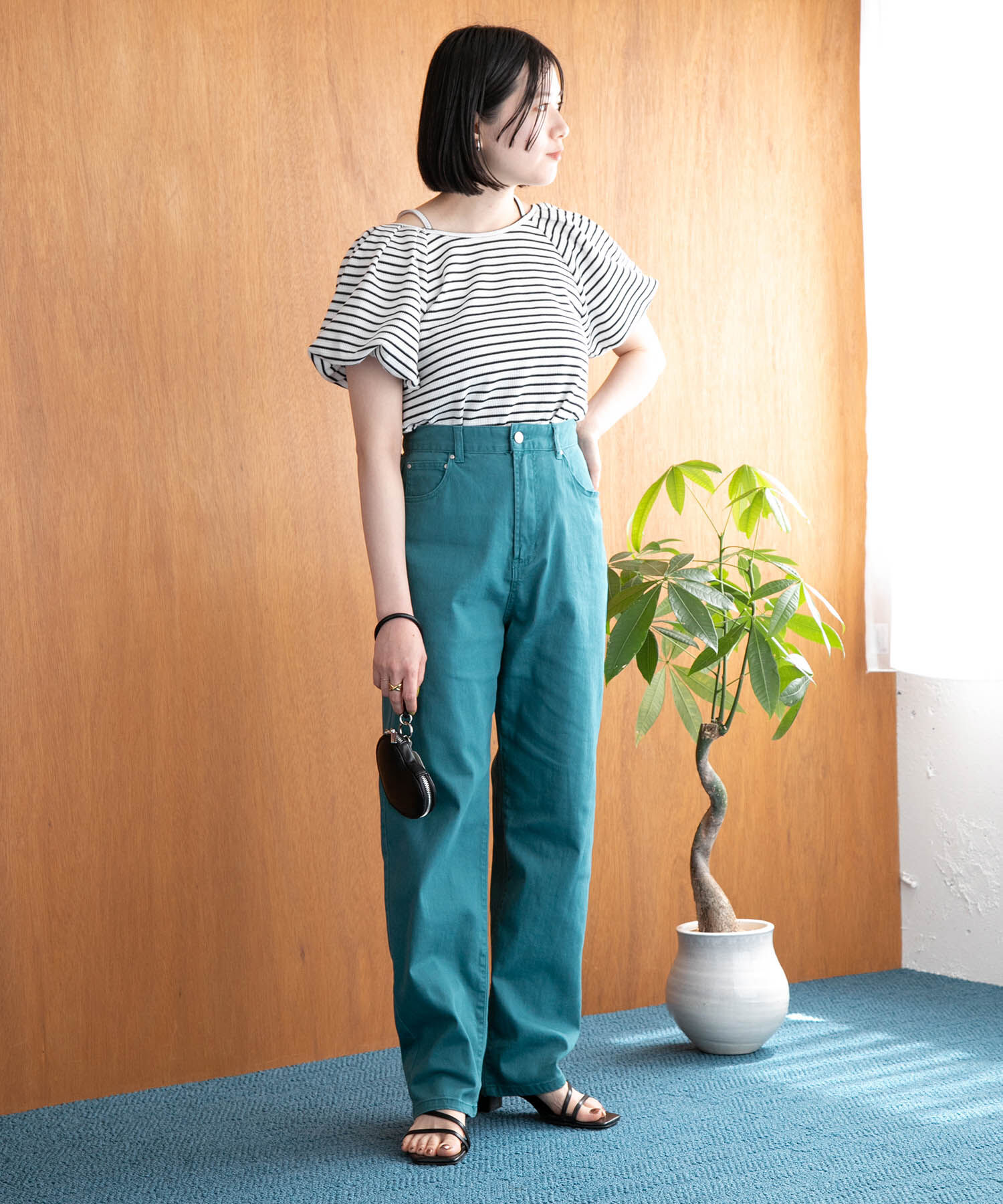 VIS「ツイル＆デニムストレートパンツ」|デニム|