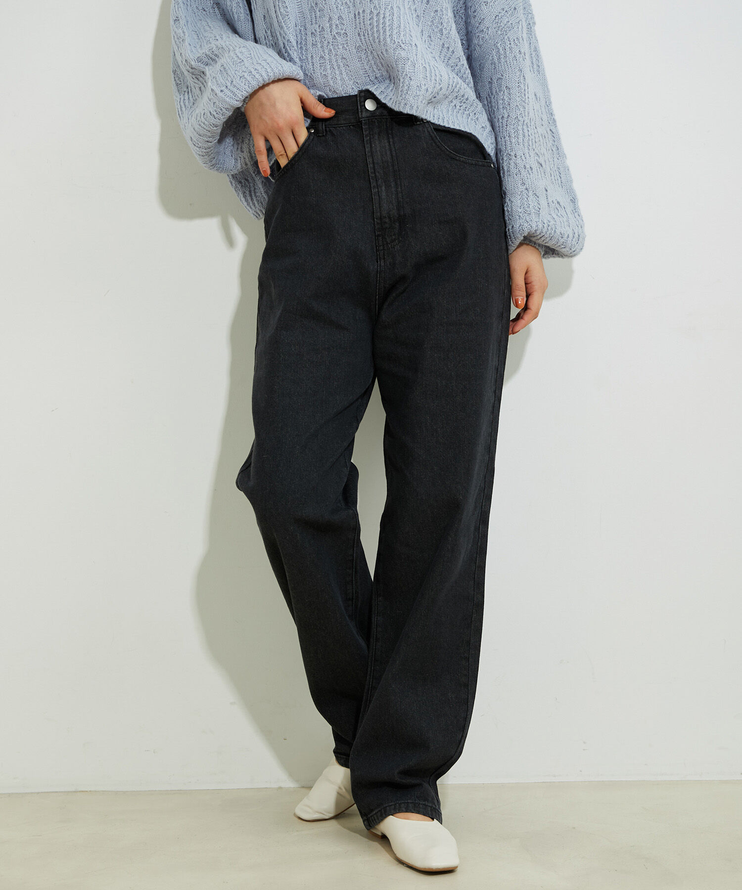 VIS「ツイル＆デニムストレートパンツ」|デニム|