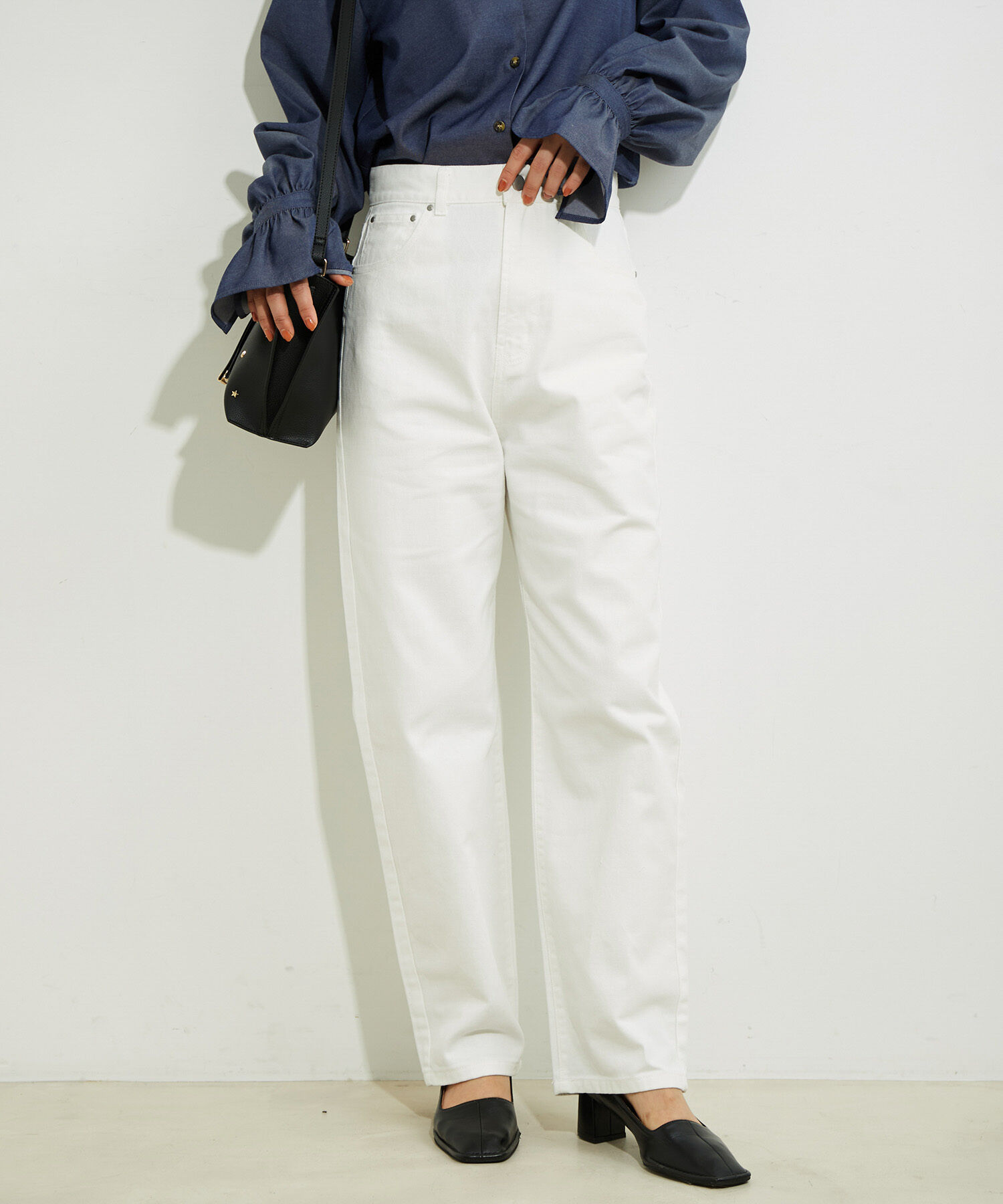 VIS「ツイル＆デニムストレートパンツ」|デニム|