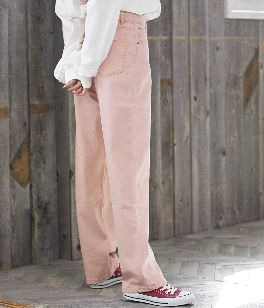 VIS「ツイル＆デニムストレートパンツ」|デニム|