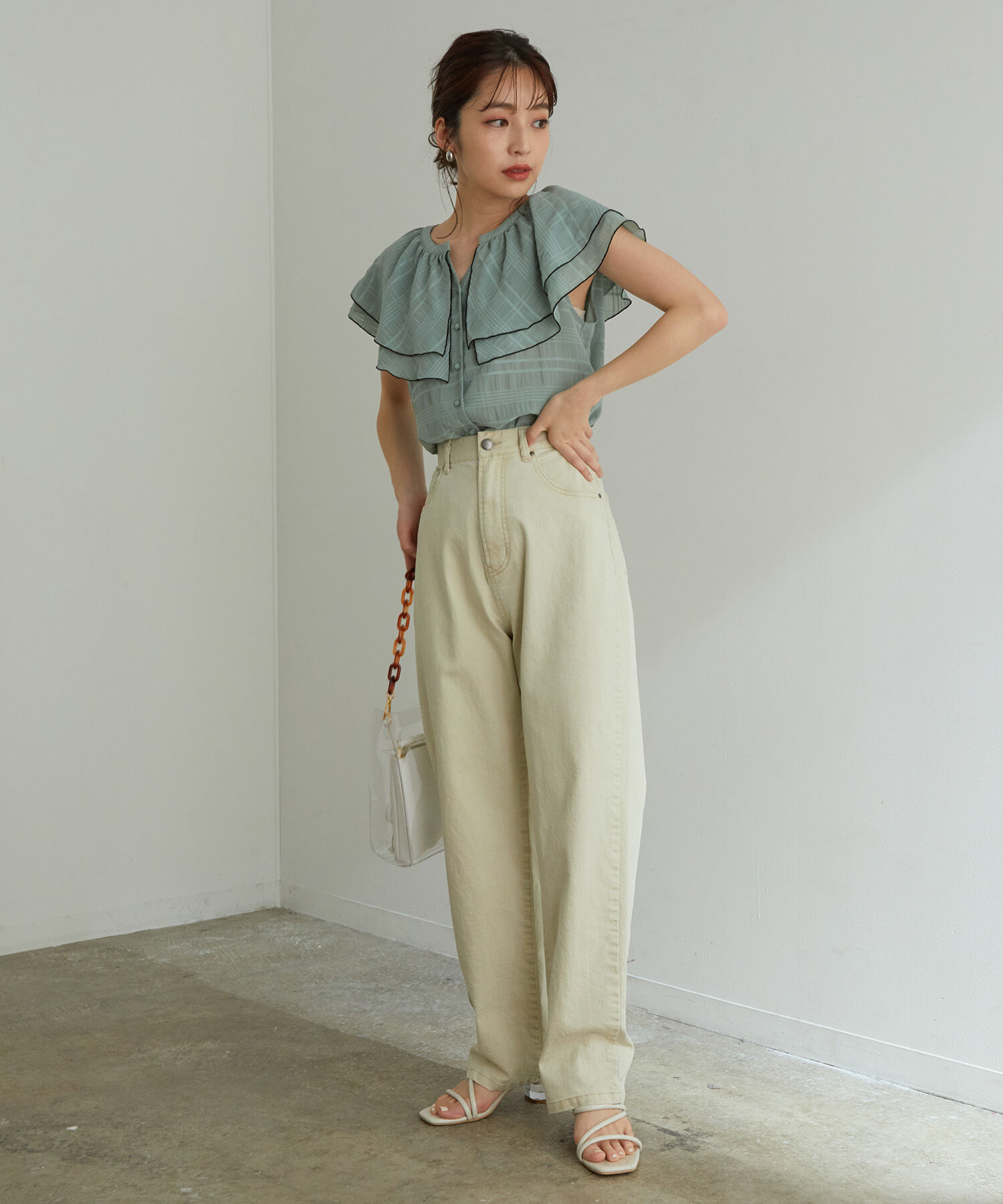 VIS「ツイル＆デニムストレートパンツ」|デニム|