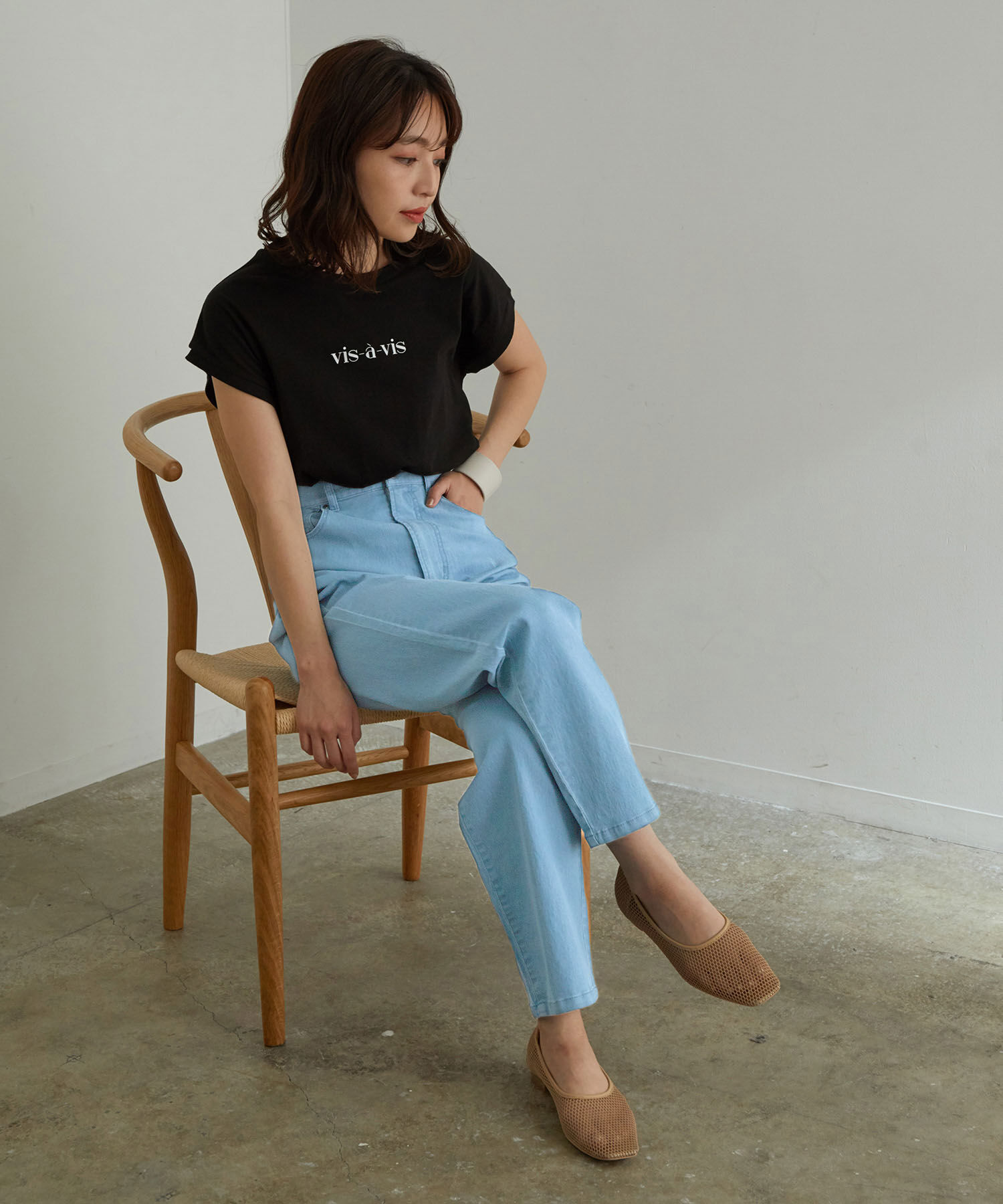 VIS「ツイル＆デニムストレートパンツ」|デニム|