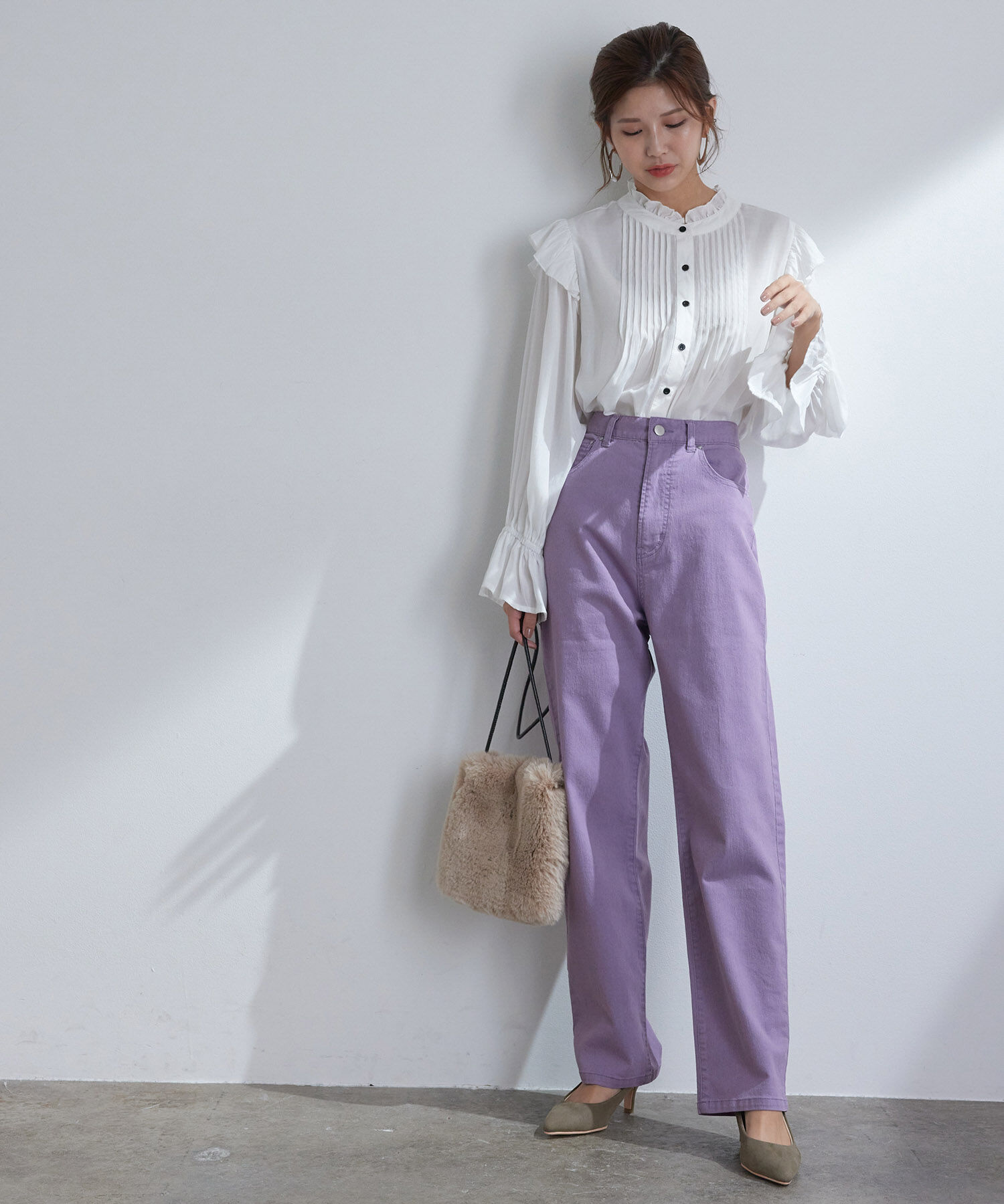 VIS「ツイル＆デニムストレートパンツ」|デニム|