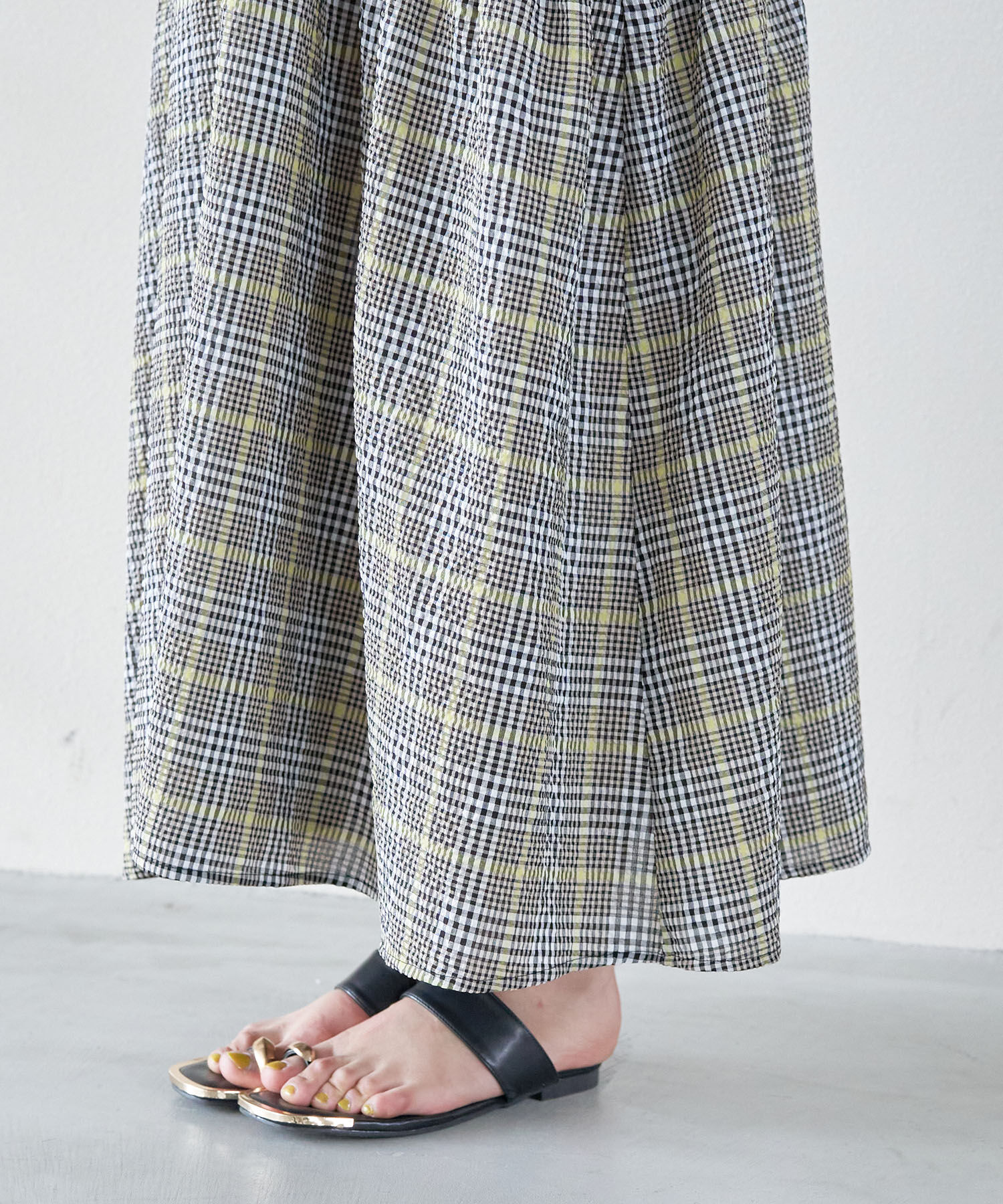 VIS「ふくれチェックキャミワンピ」|ジャンパースカート|