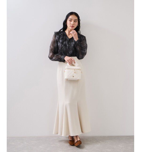 VIS「フロントフリルシアーチェックブラウス/イージーケア」|シャツ・ブラウス|